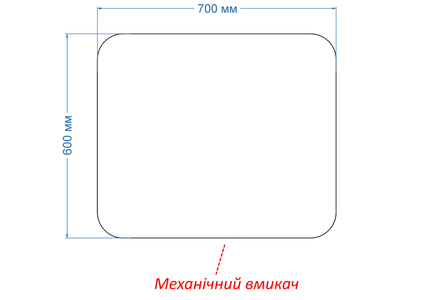 Зеркало с LED подсветкой стены закругленное Ornella - с механическим включателем 16519187060 фото