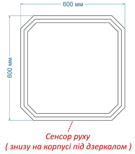 Дзеркало з лицьовою LED підсвіткою фігурне Rubbi - з сенсором руху 178123386060 фото