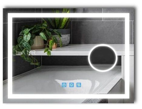 Косметическое зеркало с подсветкой лица LED прямоугольное Karnet - три сенсора, линза с подсветкой и подогрев зеркала #kl 136116261323810080 фото