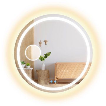 Косметичне дзеркало з двома LED підсвітками кругле Amica - два сенсора дотику, лінза з підсвіткою та підігрів дзеркала #al2 110181618431688080 фото