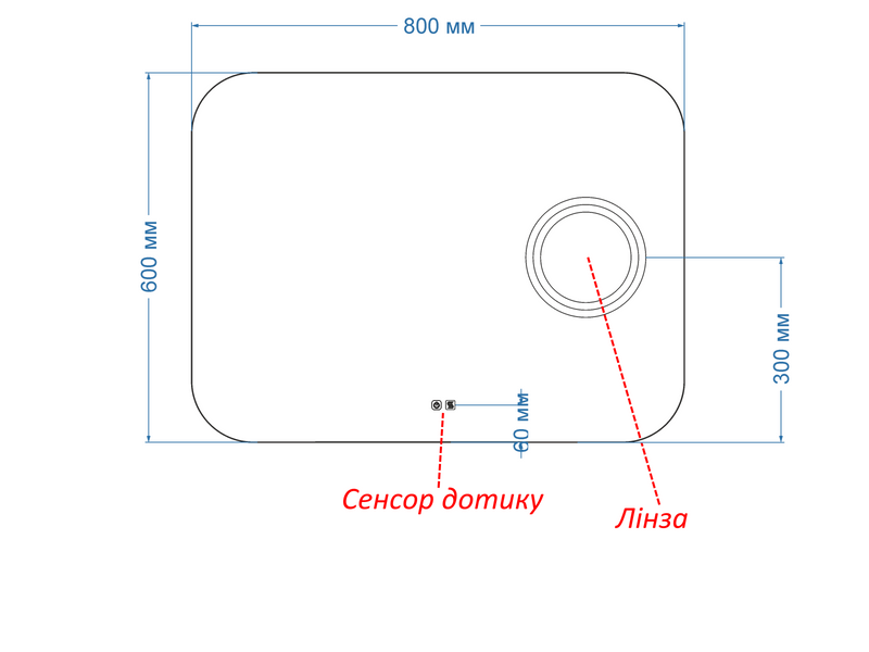 Косметичне дзеркало з LED підсвіткою стіни закруглене Ornella - три сенсора дотику, лінза з підсвіткою та підігрів дзеркала #orl 1651916282312088060 фото