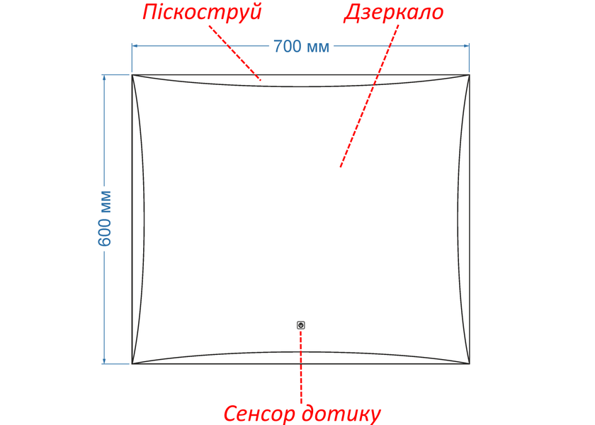 Дзеркало з контурною LED підсвіткою прямокутне Amado - з сенсором дотику 19116787060 фото