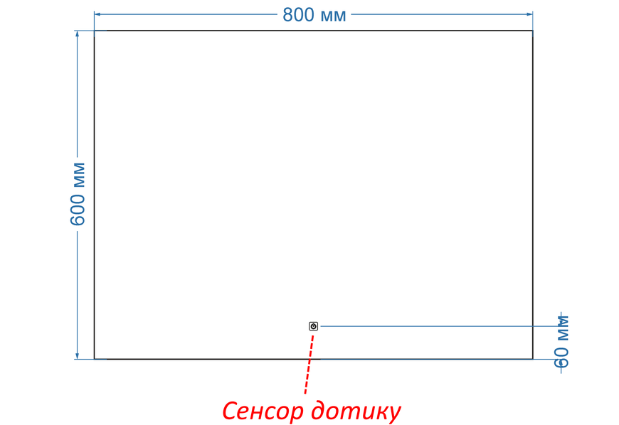 Дзеркало з фоновою LED підсвіткою прямокутне з рамою Lucia - з сенсором дотику 6392167818060 фото