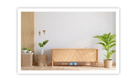Зеркало с подсветкой LED контурне прямоугольное Simphony - два сенсора, часы и подогрев зеркала 182116311388060 фото