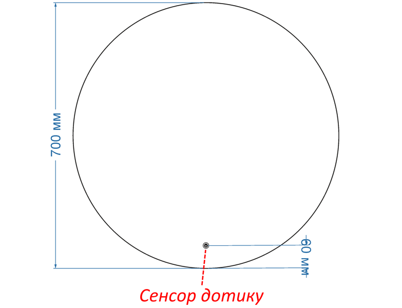 Зеркало с LED подсветкой стены круглое Adeo - с сенсором касания #adc 26216787070 фото