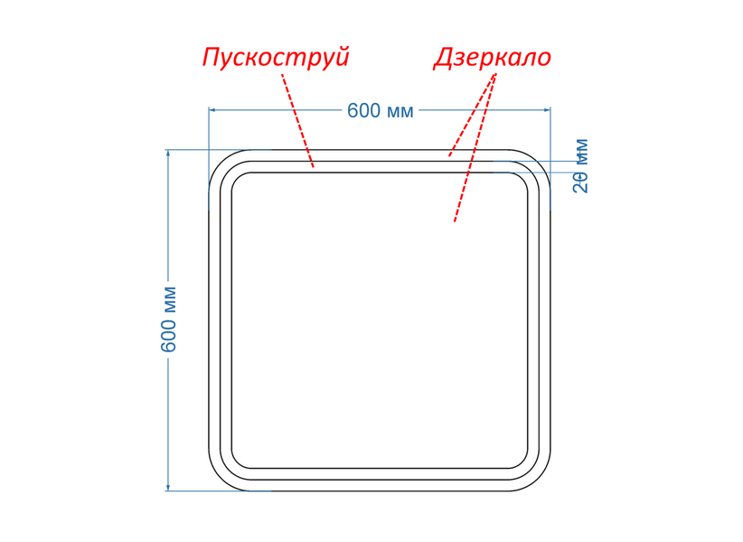 Зеркало с двумя LED подсветками закругленное Anvi - от вашего включателя и имеет подогрев зеркала 114137993686060 фото