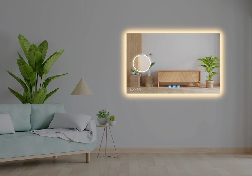 Косметичне дзеркало з LED підсвіткою стіни прямокутне Lucia - три сенсора, лінза з підсвіткою та підігрів дзеркала 139115163323814090 фото