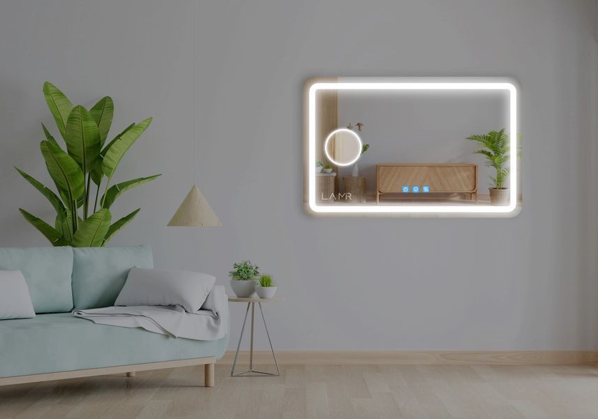 Косметичне дзеркало з підсвіткою обличчя LED закруглене Anvi - три сенсора, лінза з підсвіткою та підігрів дзеркала #anl 11411616332388060 фото