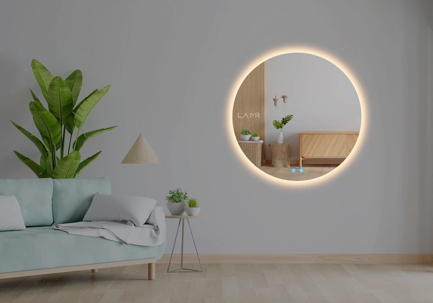 Зеркало с LED подсветкой стены круглое Adeo - с сенсором касания и подогрев зеркала #adc 1611531688080 фото