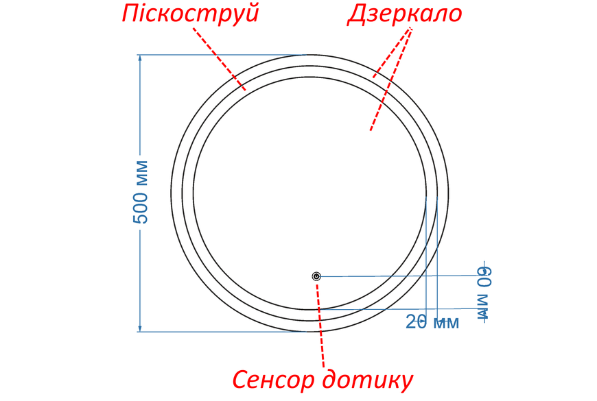Дзеркало в чорній рамі ПВХ з підсвіткою обличчя LED кругле Amica - з сенсором дотику #acf 6101167815050 фото