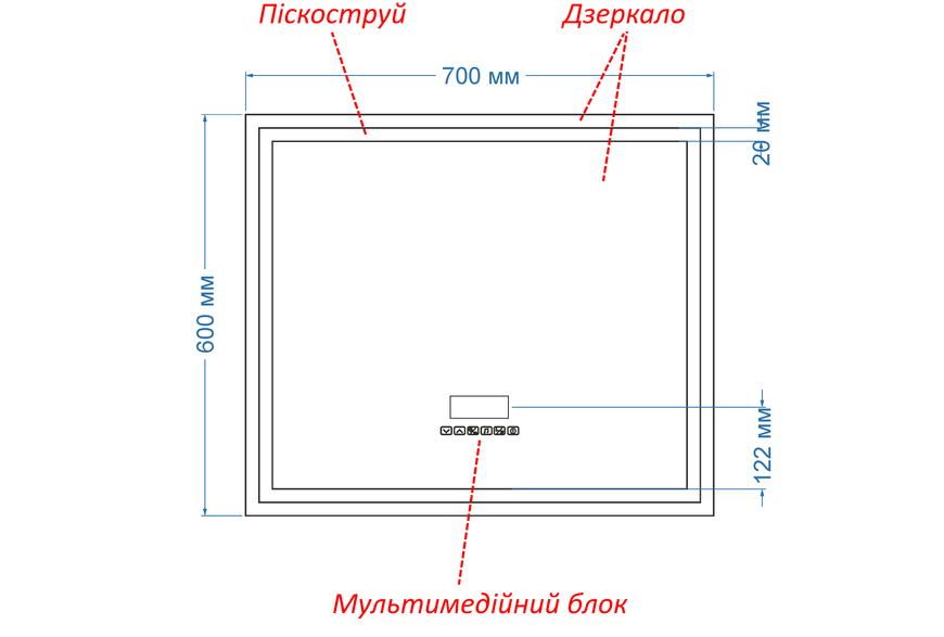 Умное зеркало с подсветкой лица LED прямоугольное Karnet - Смарт блок и подогрев зеркала 13613082787060 фото