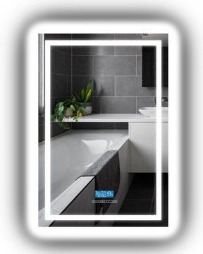 Смарт дзеркало з двома LED підсвітками прямокутне Karnet - з bluetooth та підігрівом дзеркала #ks2 13613030827880100 фото