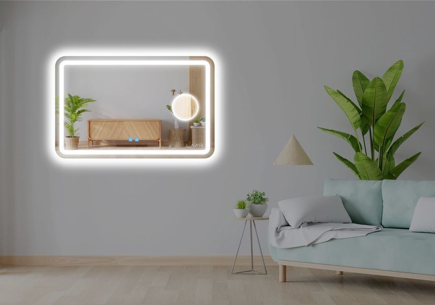 Косметичне дзеркало з двома LED підсвітками закруглене Anvi - два сенсора дотику, лінза з підсвіткою #anl2 1141916282120812080 фото