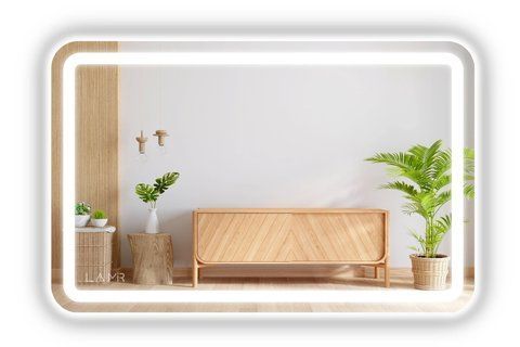 Зеркало с двумя LED подсветками закругленное Anvi - от вашего выключателя и имеет подогрев зеркала #anc2 1141379936810080 фото