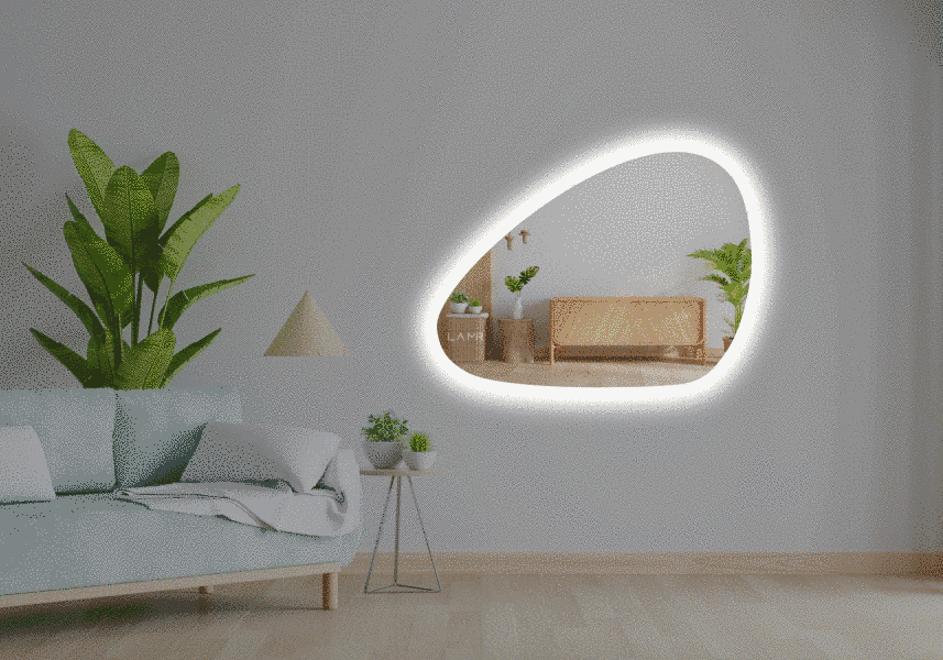Зеркало с LED подсветкой стены фигурное Oyster - от вашего выключателя 185193686045-R-dw фото