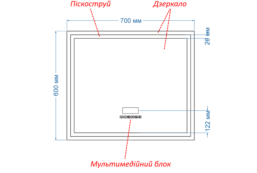 Смарт дзеркало з двома LED підсвітками прямокутне Karnet - з bluetooth та підігрівом дзеркала #ks2 1361293082787060 фото
