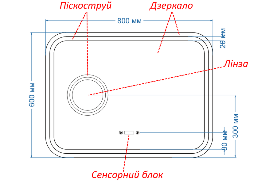 Косметичне дзеркало з двома LED підсвітками закруглене Anvi - два сенсора дотику, годинник лінза з підсвіткою та підігрів дзеркала #anlw2 11419161843112088060-19v фото