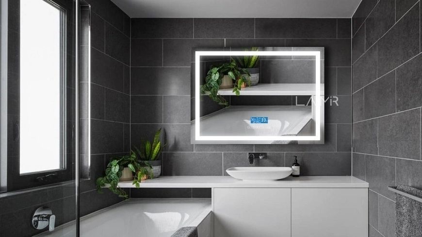Смарт зеркало с подсветкой лица LED прямоугольное Karnet - с bluetooth и подогревом зеркала #ks 136130827812080 фото
