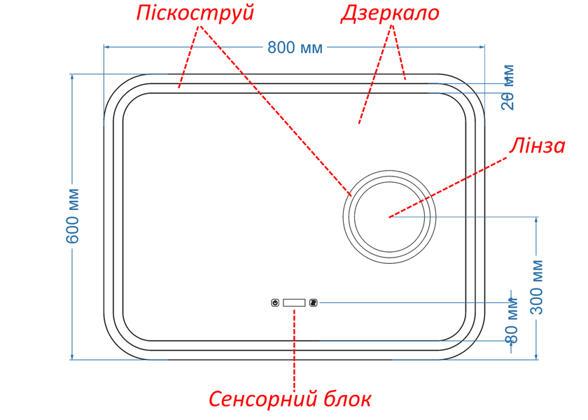 Косметичне дзеркало з двома LED підсвітками закруглене Anvi - два сенсора дотику, годинник лінза з підсвіткою та підігрів дзеркала #anlw2 11419162823112088060 фото