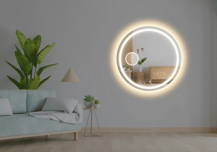 Косметическое зеркало с двумя LED подсветками круглое Amica - сенсор касания, линза с подсветкой #al2 1101916184788080-dw фото