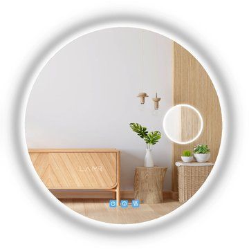 Косметическое зеркало с LED подсветкой стены круглое Adeo -три сенсора, линза с подсветкой и подогрев зеркала #adl 1611626132388080 фото
