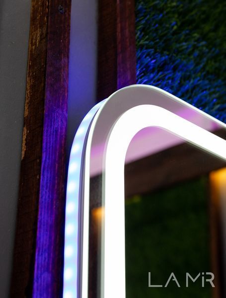 Дзеркало з двома LED підсвітками закруглене Anvi - два сенсора, годинник та підігрів дзеркала #anw 11411316313487060 фото