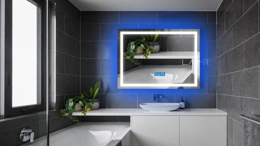 Смарт зеркало с двумя LED подсветками прямоугольное Karnet - с bluetooth и подогревом зеркала #ks2 1361343082787060 фото