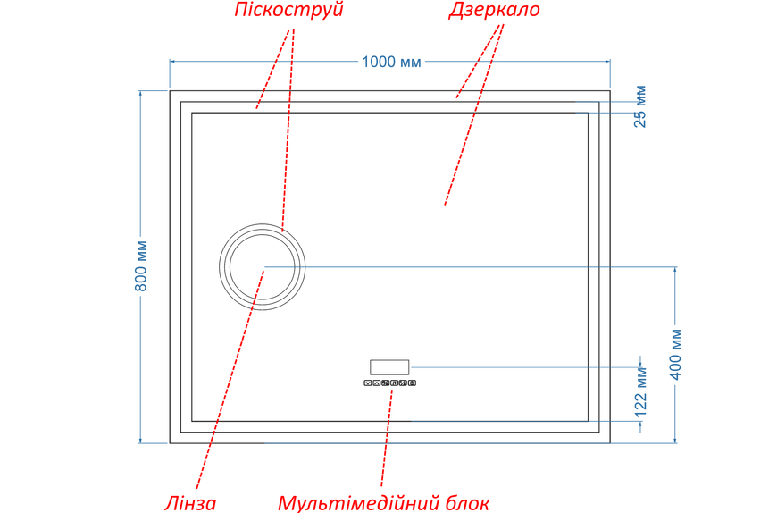 Смарт зеркало с двумя LED подсветками прямоугольное Karnet - bluetooth, подогрев и линза с подсветкой #ksl2 13613430177829810080 фото
