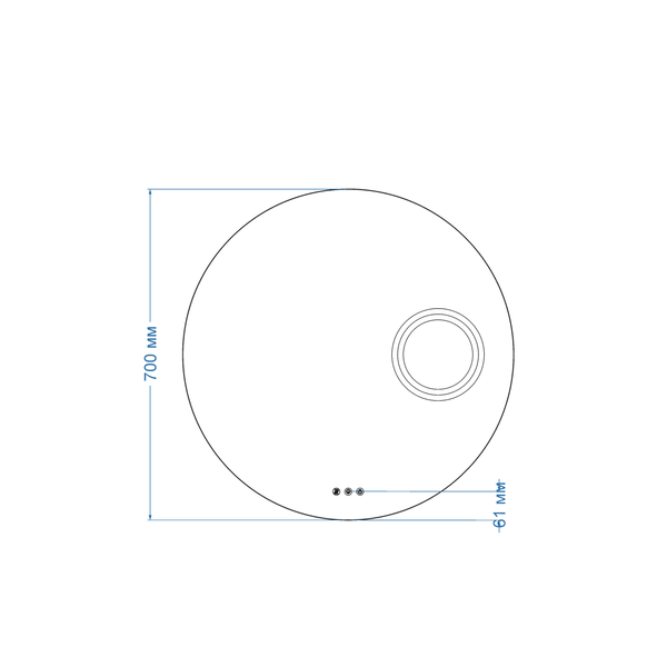 Зеркало с фоновой LED подсветкой круглое Adeo -з трьома сенсорами, подогревом и линза с подсветкой 1611626132387070 фото
