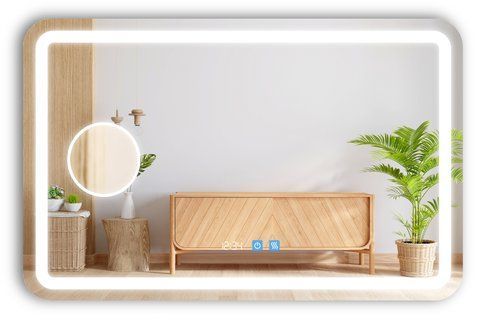 Косметическое зеркало с подсветкой лица LED закругленное Anvi - три сенсора, часы, линза с подсветкой и подогрев зеркала #anlw 1141161633125812080 фото