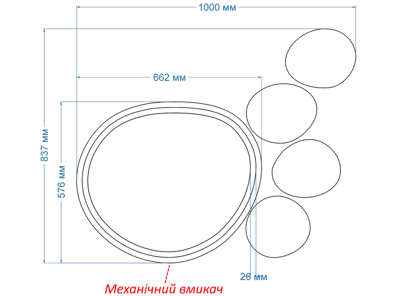 Зеркальная композиция с лицевой LED подсветкой Acqua 1 - с механическим включателем 11191810083,7 фото