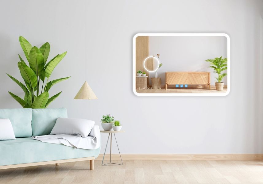 Косметичне дзеркало з підсвіткою LED контурне закруглене Ahana - три сенсора, лінза з підсвіткою та підігрів дзеркала 1811616332389080 фото