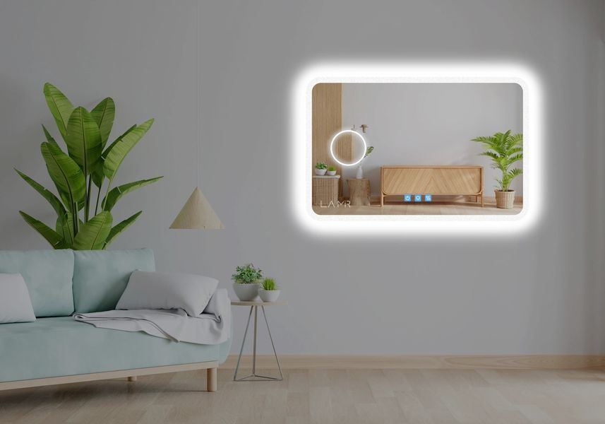 Косметичне дзеркало з підсвіткою LED контурне закруглене Ahana - три сенсора, лінза з підсвіткою та підігрів дзеркала 1811616332389080 фото