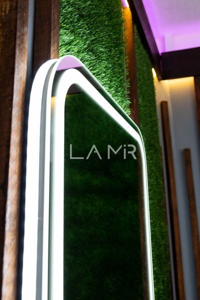 Дзеркало з двома LED підсвітками закруглене Anvi - два сенсора, годинник та підігрів дзеркала #anw 1141916313488070 фото
