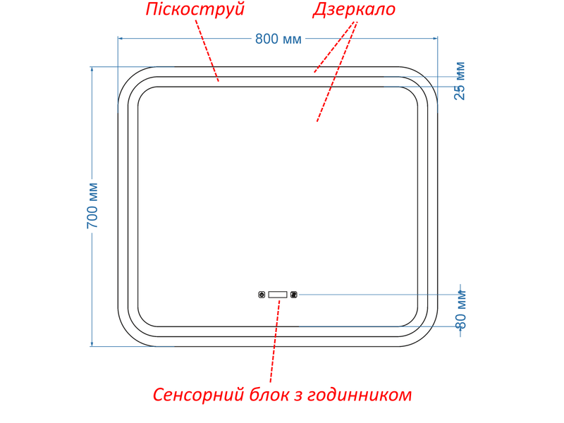 Дзеркало з двома LED підсвітками закруглене Anvi - два сенсора, годинник та підігрів дзеркала #anw 1141916313488070 фото