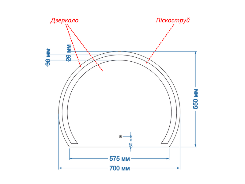 Дзеркало з підсвіткою обличчя LED 19W напівколо Sunrise 1-30 - з сенсором дотику 193116787055-19v фото