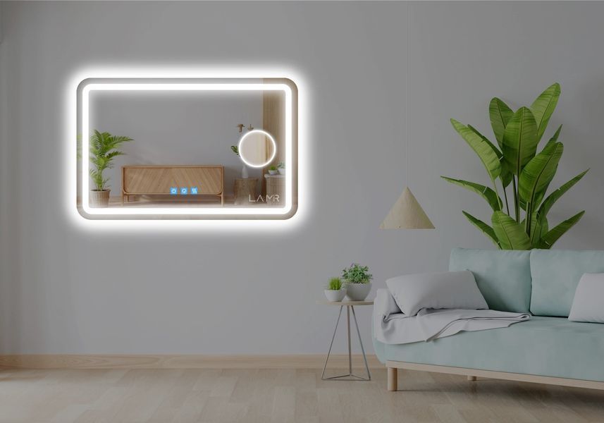 Косметичне дзеркало з двома LED підсвітками закруглене Anvi - три сенсора дотику, лінза з підсвіткою та підігрів дзеркала #anl2 1141916282312088060 фото