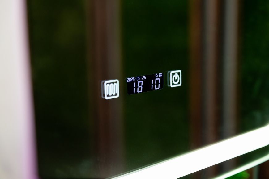 Дзеркало з двома LED підсвітками закруглене Anvi - два сенсора, годинник та підігрів дзеркала #anw 1141916313488070 фото