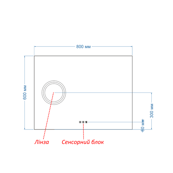 Дзеркало з фоновою LED підсвіткою прямокутне з рамою Lucia - з трьома сенсорами, підігрівом та лінза з підсвіткою 639116163323818060 фото