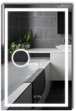 Косметичне дзеркало з підсвіткою обличчя LED прямокутне Karnet - від вашого вимикача з годинник, лінза з підсвіткою та підігрів дзеркала #klw 13619184912036880100 фото