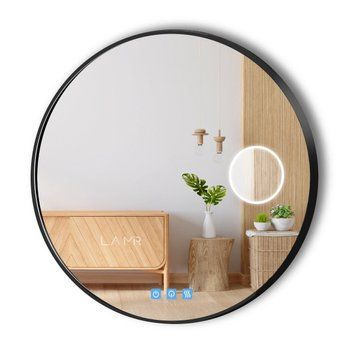 Косметическое зеркало с LED подсветкой стены круглое в раме Adeo -три сенсора, линза с подсветкой и подогрев зеркала #adlf 66116261323819090 фото