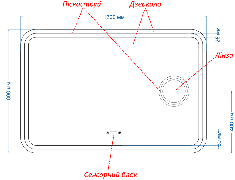 Косметичне дзеркало з двома LED підсвітками закруглене Anvi - два сенсора дотику, годинник лінза з підсвіткою та підігрів дзеркала #anlw2 114191628231120812080 фото