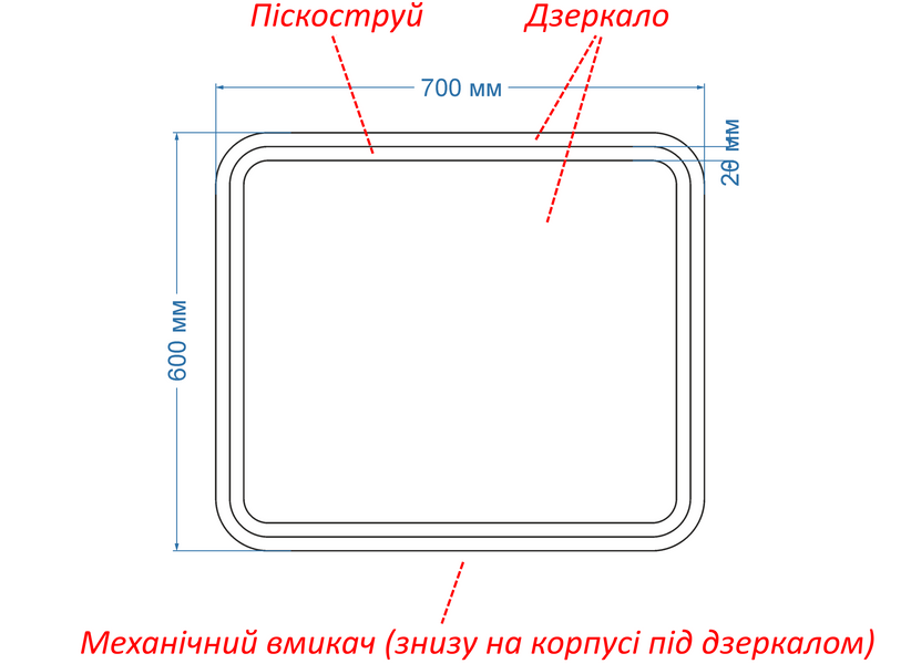 Дзеркало з підсвіткою обличчя LED закруглене Anvi - з механічним вимикачем #anc 11419187060 фото