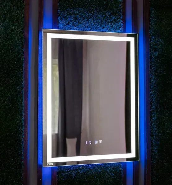 Дзеркало Karnet з LED-підсвіткою, годинником і підігрівом