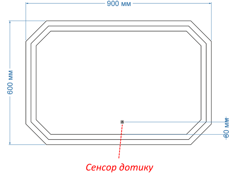 Дзеркало з підсвіткою обличчя LED фігурне Rubbi - з сенсором дотику 178116789060 фото